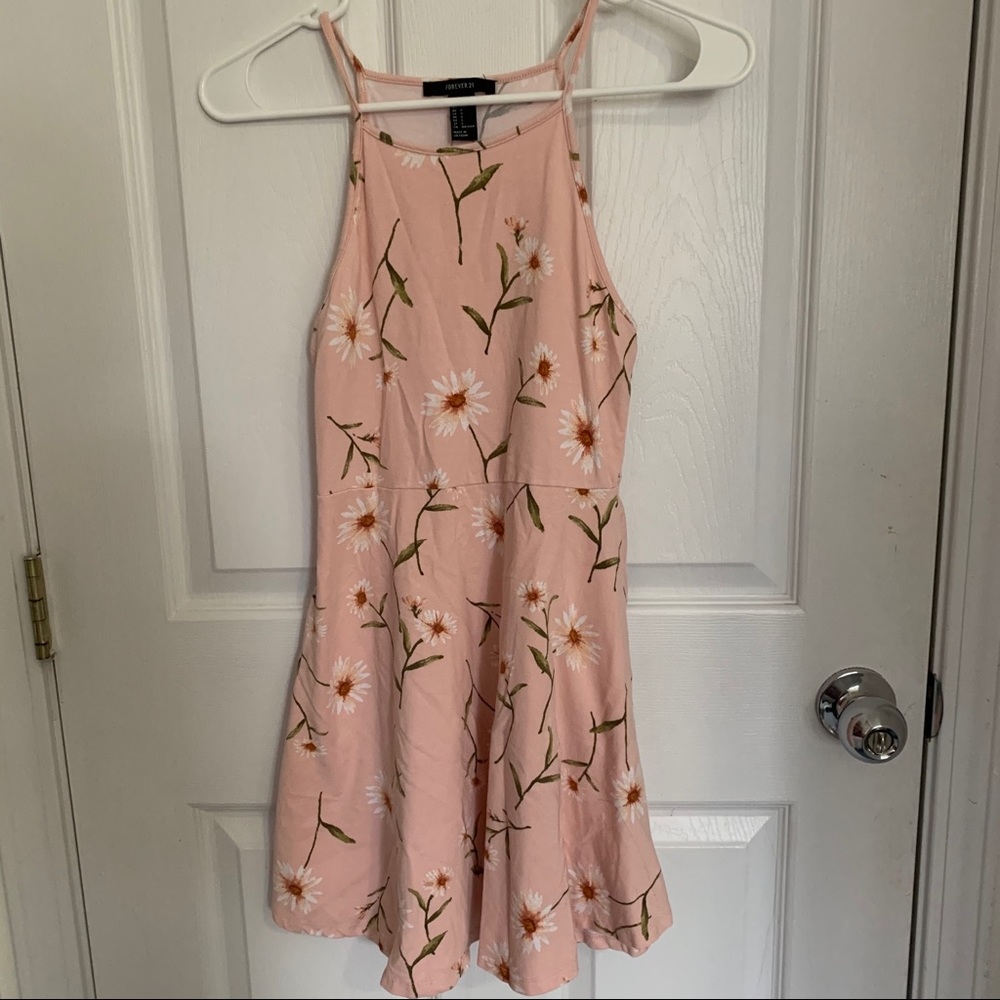 floral pink halter dress